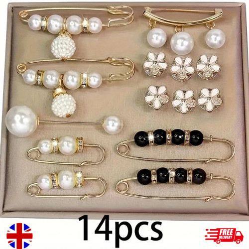 14pcs faux pearl - brooch, pin