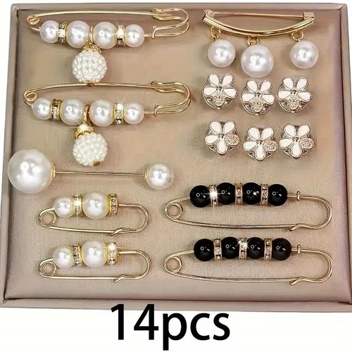 14pcs mix pearl brooch pins - brooch,