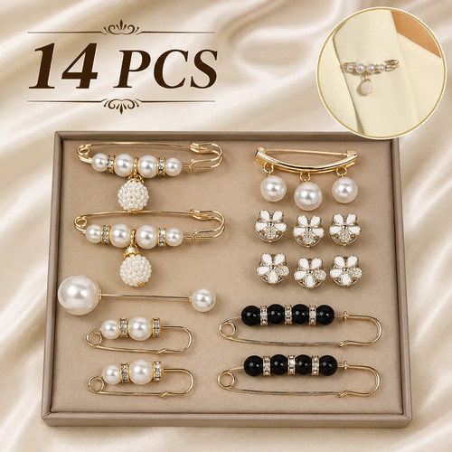 14pcs faux pearl - 14pcs, brooch