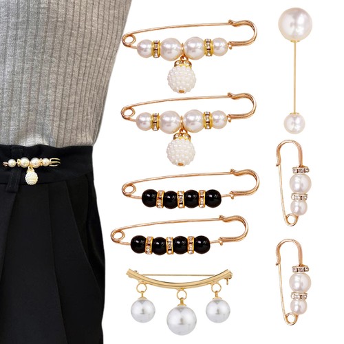 Pearl safety pin brooch - safety,