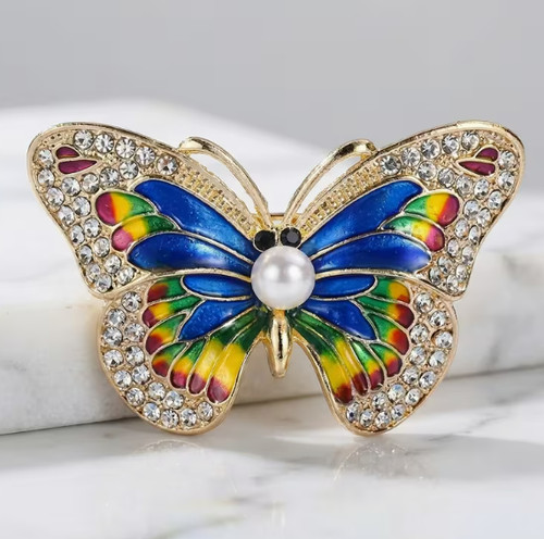 Colorful butterfly brooch - colorful,