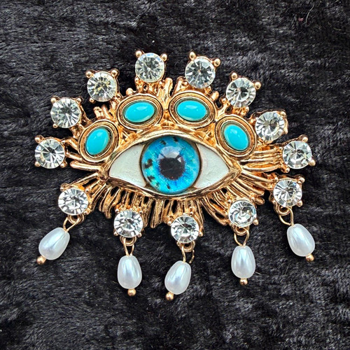 Gold tone evil eye - brooch, pin