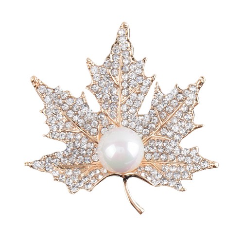 Crystal brooch maple leaf - brooch,