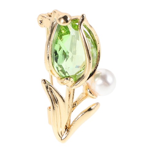 Sparkly green tulip brooch - green,
