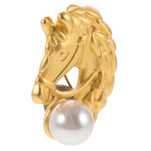 Golden horse head brooch - horse,