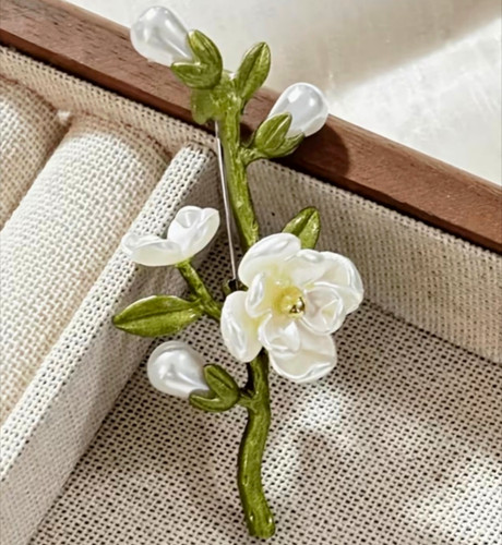 White flower green branch - &,