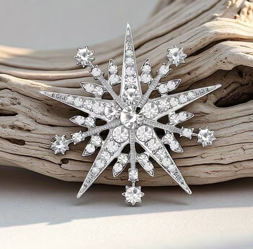 Snowflake christmas brooch - snowflake,