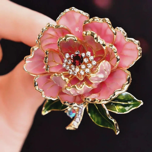 Gold pink peony crystal flower - peony,