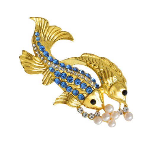Reusable fish brooch golden - fish,