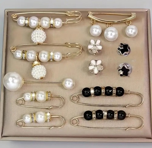 12pcs mix pearl brooch pins - mix,
