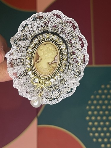 Vintage style cameo brooch pin - vintage,
