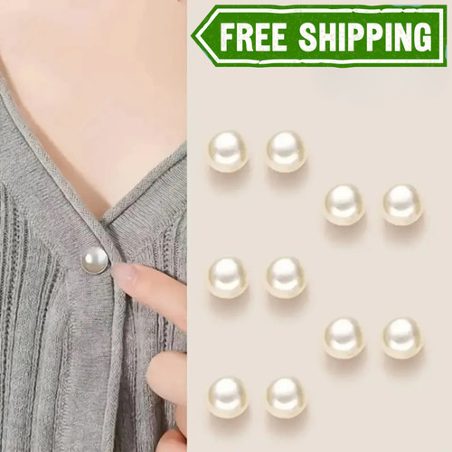 10pcs pearl button pins - no, sew