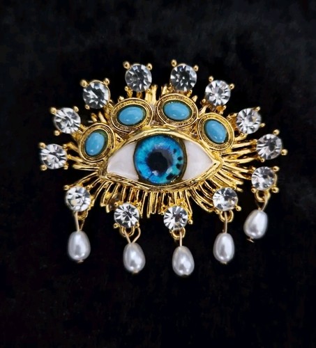 Eye brooch gold tone - eye,