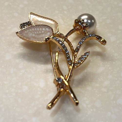 Floral tulip design brooch - floral,