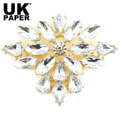 Large diamante crystal pin - crystal,