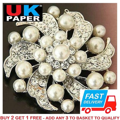 Silver flower pearl - pearl, brooch