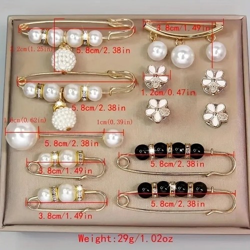 14pcs faux pearl brooch set - 14pcs,