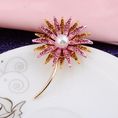 Alloy flower brooch with shiny - alloy,