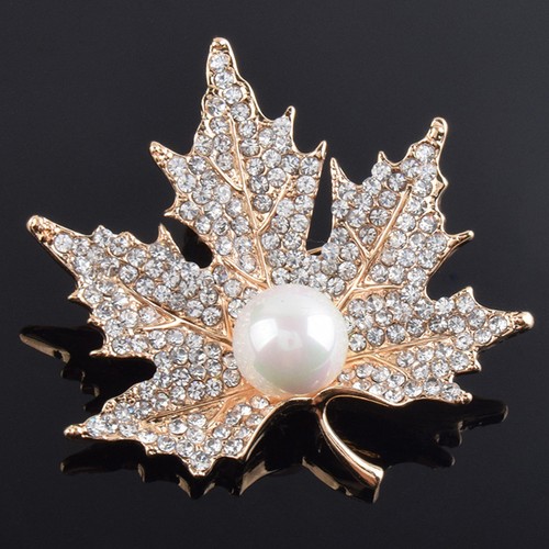 Reusable crystal brooch maple - reusable,