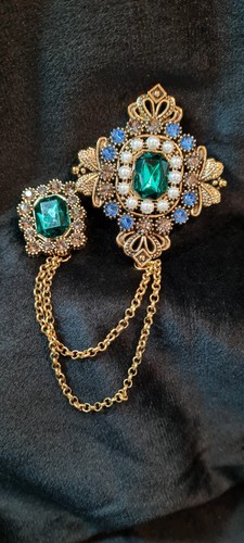 Gold alloy double rhinestone - gold,