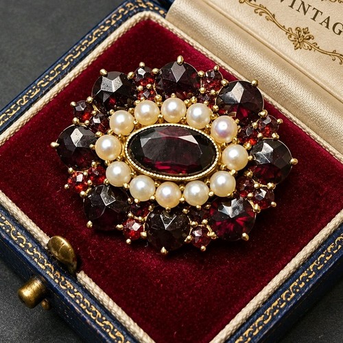 Vintage 9ct gold garnet - vintage, &