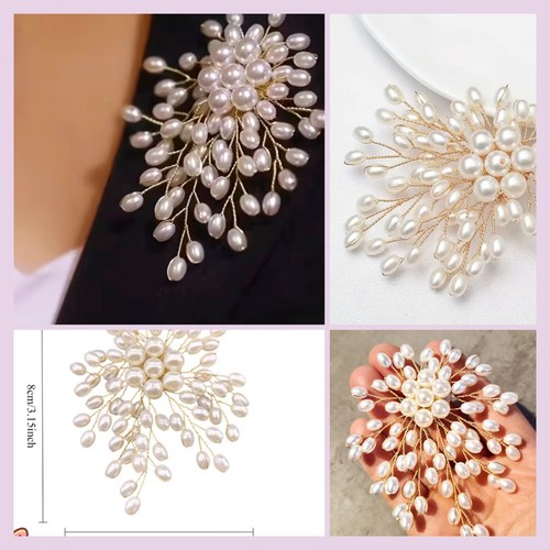 Elegant pearl brooch gold tone - pearl,