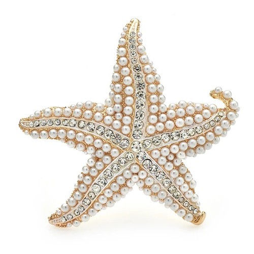 Pearl starfish brooch pin - starfish,
