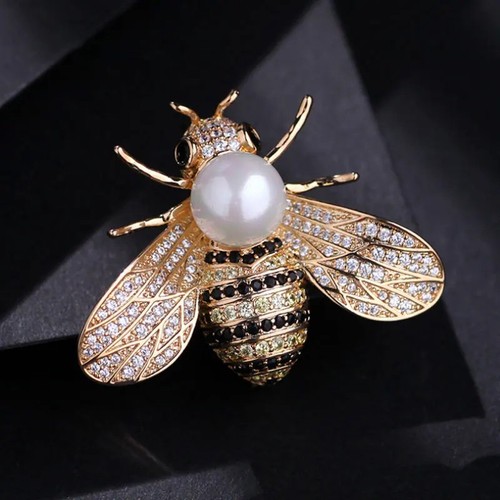 Bee brooch women - women, rhinestone