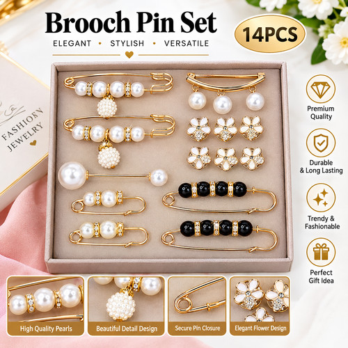 14pcs faux pearl - faux, pin